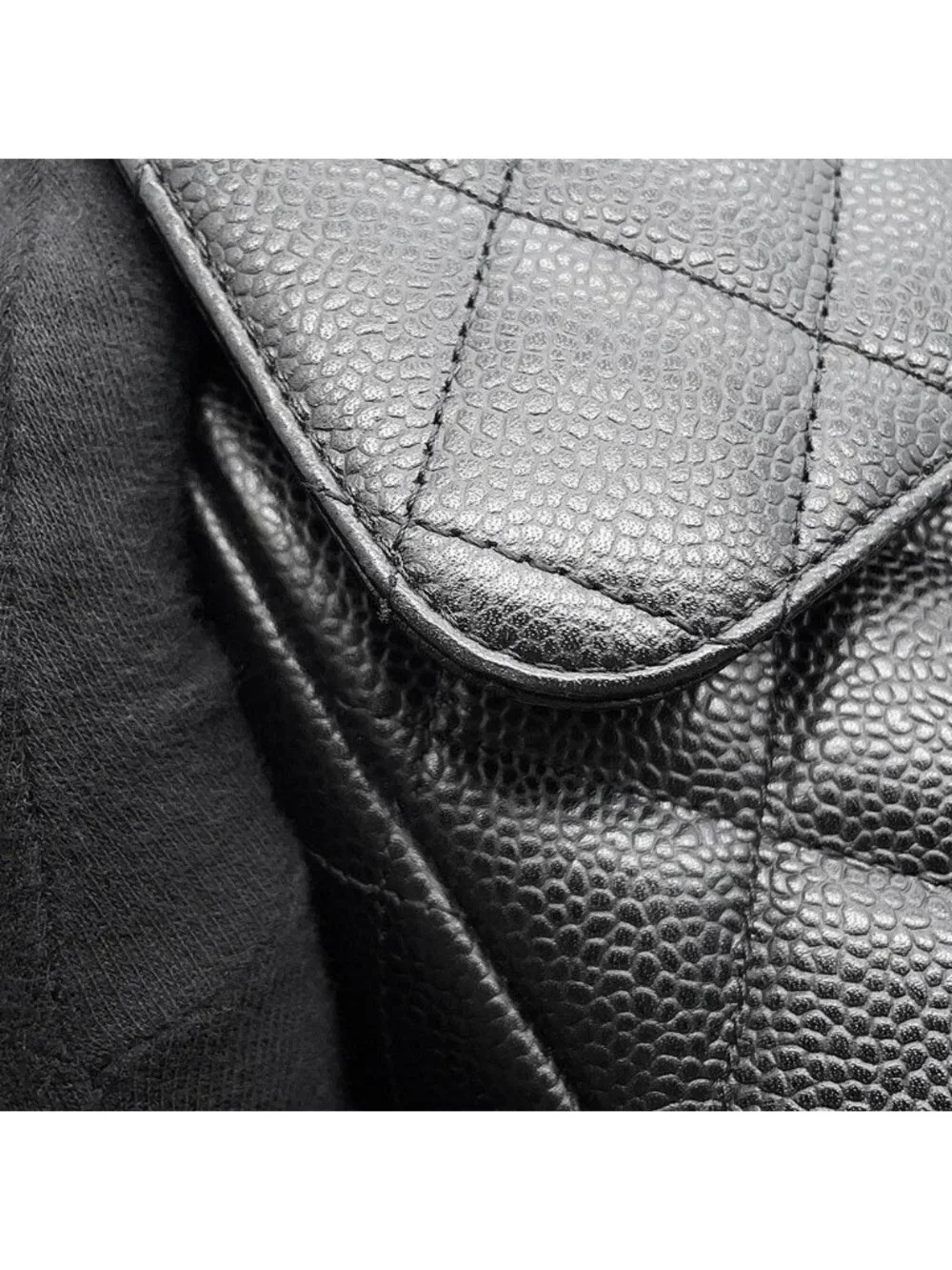 Chanel Chain Shoulder Bag Quilted 34 CC Logo Maxi Double Flap Caviar Leather